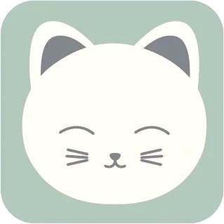 Caamuu, a soft, plush mindfulness toy cat with a calm expression, shown with a small illustrated booklet